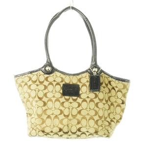 コーチ COACH トートバッグ キャンバス レザー 革 ロゴ シグネチャー ベージュ 黒 ブラック F14385 /CK24 ■GY18 レディース