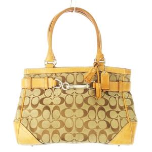 コーチ COACH ハンドバッグ キャンバス レザー 革 ジャカード シグネチャー 茶 ブラウン 8K06 /CK19 ■GY18 レディース
