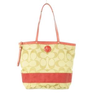 コーチ COACH トートバッグ ハンドバッグ キャンバス レザー ロゴ シグネチャー 赤 レッド ベージュ F15110 /CK20 ■GY18 レディース