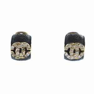 シャネル CHANEL イヤリング アクセサリー 両耳用 ラインストーン ココマーク ロゴ ゴールド色 黒 ブラック ■GY18 /MQ ■OH レディース
