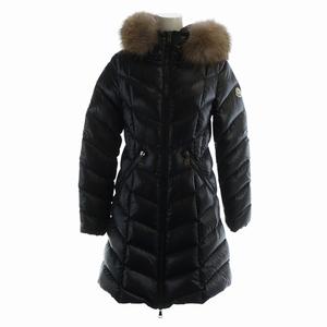 モンクレール MONCLER FULMARUS フルマルス ダウンジャケット ダウンコート F20931C56502 ナイロン ロゴ フード 毛皮 ブルーフロストフォックスファー 1 M 黒 ブラック /KW ■GY18 レディース