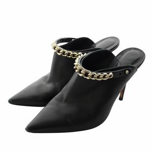 ジミーチュウ JIMMY CHOO ミュール パンプス レザー ポインテッドトゥ ピンヒール チェーン 35.5 22.5cm 黒 ブラック /XZ ■GY17 レディース