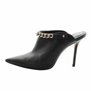 ジミーチュウ JIMMY CHOO ミュール パンプス レザー ポインテッドトゥ ピンヒール チェーン 35.5 22.5cm 黒 ブラック /XZ ■GY17 レディース