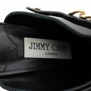 ジミーチュウ JIMMY CHOO ミュール パンプス レザー ポインテッドトゥ ピンヒール チェーン 35.5 22.5cm 黒 ブラック /XZ ■GY17 レディース