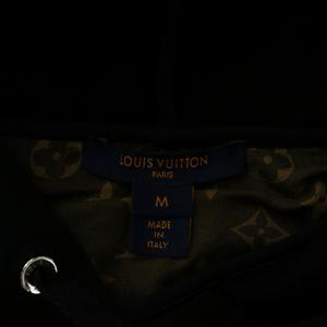 ルイヴィトン LOUIS VUITTON パーカー スウェット 長袖 ショート丈 プルオーバー 裏地モノグラム ロゴ プリント M 黒 ブラック FJST14TWP /XZ ■GY17 レディース