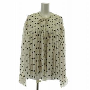 ルイヴィトン LOUIS VUITTON 22SS シャツ ブラウス 長袖 絹 シルク ドット 水玉 ぺチキャミソール付き 34 XS 白 黒 ホワイト ブラック RW221B NR1 FMTO71 /XZ ■GY17 レディース