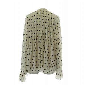 ルイヴィトン LOUIS VUITTON 22SS シャツ ブラウス 長袖 絹 シルク ドット 水玉 ぺチキャミソール付き 34 XS 白 黒 ホワイト ブラック RW221B NR1 FMTO71 /XZ ■GY17 レディース