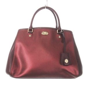 コーチ COACH スモールマーゴットキャリーオール ハンドバッグ 2way ショルダーバッグ レザー チャーム ロゴプレート 赤 ボルドー F35923 /MN17 ■GY18 レディース