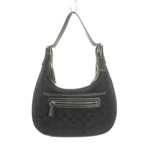 コーチ COACH ハンドバッグ ワンショルダー キャンバス レザー シグネチャー 黒 ブラック 6045 /AH14 ■GY18 レディース