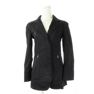 ジョルジオアルマーニ GIORGIO ARMANI テーラードジャケット シングル ダブルジップ 比翼 ストレッチ 黒 ブラック /CK25 ■GY18 レディース