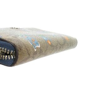 コーチ COACH 長財布 ロングウォレット 小銭入れあり レザー シグネチャー ロゴ 花柄 ラウンドファスナー 茶 ブラウン 青 ブルー /AH15 ■GY18 レディース