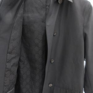 グッチ GUCCI ヴィンテージ ステンカラー コート ミドル 比翼 裏地GG柄 38 黒 ブラック 214-0268-3951 /GV ■GY18 レディース