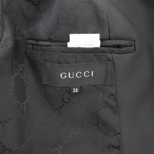 グッチ GUCCI ヴィンテージ ステンカラー コート ミドル 比翼 裏地GG柄 38 黒 ブラック 214-0268-3951 /GV ■GY18 レディース