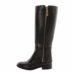 ジミーチュウ JIMMY CHOO ロングブーツ レザー ラウンドトゥ サイドジップ ロゴ ゴールド金具 36 23cm 黒 ブラック /XZ ■GY18 レディース