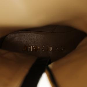 ジミーチュウ JIMMY CHOO ロングブーツ レザー ラウンドトゥ サイドジップ ロゴ ゴールド金具 36 23cm 黒 ブラック /XZ ■GY18 レディース