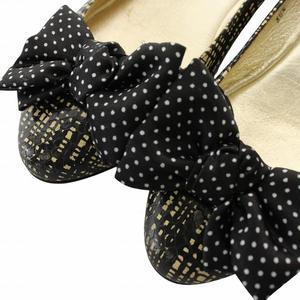 ジミーチュウ JIMMY CHOO パンプス レザー パイソン型押し 総柄 リボン 水玉 ドット柄 ロゴ 35.5 22.5cm ベージュ 黒 ブラック /XZ ■GY18 レディース