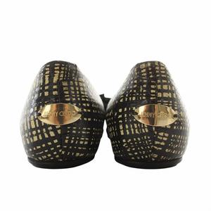 ジミーチュウ JIMMY CHOO パンプス レザー パイソン型押し 総柄 リボン 水玉 ドット柄 ロゴ 35.5 22.5cm ベージュ 黒 ブラック /XZ ■GY18 レディース