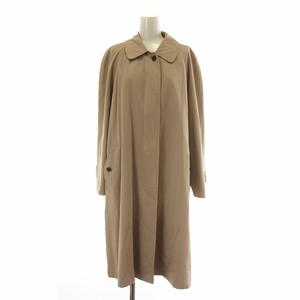 バーバリーズ Burberrys 90s 白タグ ヴィンテージ ステンカラー コート ロング ラグラン 裏地チェック柄 比翼ボタン 7AR S ベージュ /XZ ■GY18 レディース