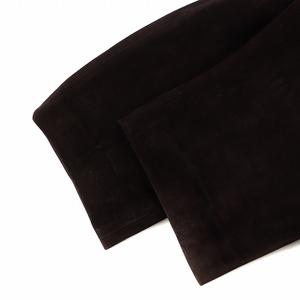グッチ GUCCI スエードパンツ ジップアップ ロゴ レザー アジャスター 42 L 茶 ブラウン ■GY18 /MQ レディース