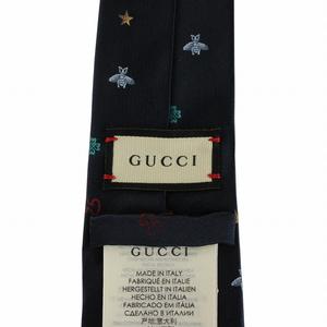 グッチ GUCCI シンボルズ ネクタイ 絹 シルク レギュラータイ GGロゴ ハート 蜂 ビー 星 スター クローバー 総柄 紺 ネイビー /XZ ■GY18 メンズ