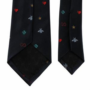 グッチ GUCCI シンボルズ ネクタイ 絹 シルク レギュラータイ GGロゴ ハート 蜂 ビー 星 スター クローバー 総柄 紺 ネイビー /XZ ■GY18 メンズ