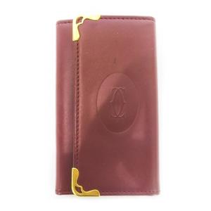 カルティエ Cartier キーケース 3つ折り レザー 革 ロゴ型押し 4