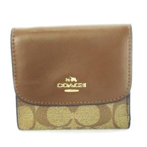 コーチ COACH 二つ折り財布 ウォレット 小銭入れあり PVC レザー 革 シグネチャー ロゴ 茶 ブラウン F87589 /CK32 ■GY18 レディース