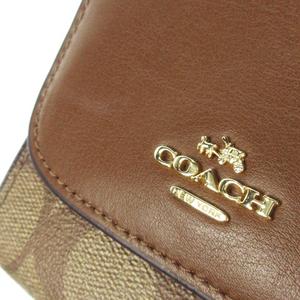 コーチ COACH 二つ折り財布 ウォレット 小銭入れあり PVC レザー 革 シグネチャー ロゴ 茶 ブラウン F87589 /CK32 ■GY18 レディース