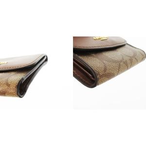 コーチ COACH 二つ折り財布 ウォレット 小銭入れあり PVC レザー 革 シグネチャー ロゴ 茶 ブラウン F87589 /CK32 ■GY18 レディース