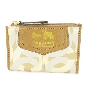 未使用品 コーチ COACH コインケース 小銭入れ ナイロン レザー 革 オプアート ロゴ リング付き ベージュ 43312 /CK4 ■GY18 レディース