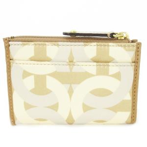 未使用品 コーチ COACH コインケース 小銭入れ ナイロン レザー 革 オプアート ロゴ リング付き ベージュ 43312 /CK4 ■GY18 レディース