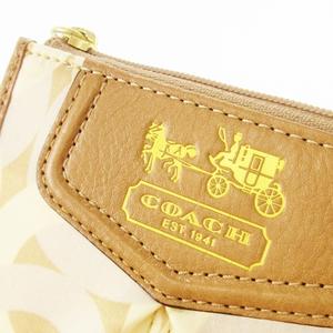 未使用品 コーチ COACH コインケース 小銭入れ ナイロン レザー 革 オプアート ロゴ リング付き ベージュ 43312 /CK4 ■GY18 レディース