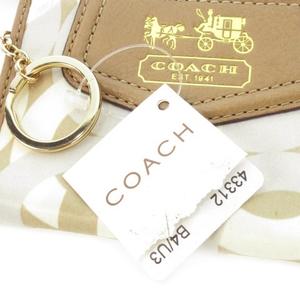 未使用品 コーチ COACH コインケース 小銭入れ ナイロン レザー 革 オプアート ロゴ リング付き ベージュ 43312 /CK4 ■GY18 レディース