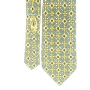 グッチ GUCCI ネクタイ レギュラー シルク 絹 アンカーチェーン 総柄 緑 グリーン /CK24 ■GY11 メンズ