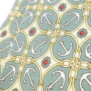 グッチ GUCCI ネクタイ レギュラー シルク 絹 アンカーチェーン 総柄 緑 グリーン /CK24 ■GY11 メンズ