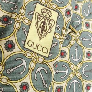 グッチ GUCCI ネクタイ レギュラー シルク 絹 アンカーチェーン 総柄 緑 グリーン /CK24 ■GY11 メンズ