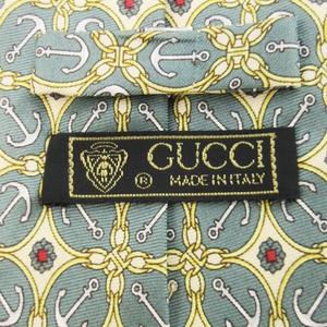 グッチ GUCCI ネクタイ レギュラー シルク 絹 アンカーチェーン 総柄 緑 グリーン /CK24 ■GY11 メンズ