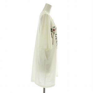 グッチ GUCCI 457094 Tシャツ カットソー 半袖 クルーネック 花 フラワー 刺繍 インターロッキングG ロゴ シェリーライン オーバーサイズ L 白 ホワイト /XZ ■GY18 レディース