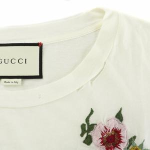 グッチ GUCCI 457094 Tシャツ カットソー 半袖 クルーネック 花 フラワー 刺繍 インターロッキングG ロゴ シェリーライン オーバーサイズ L 白 ホワイト /XZ ■GY18 レディース