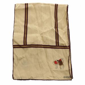 グッチ GUCCI スカーフ 絹 シルク ライン ロゴ 茶色 ブラウン /XZ ■OH ■GY11 レディース