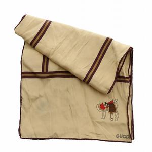 グッチ GUCCI スカーフ 絹 シルク ライン ロゴ 茶色 ブラウン /XZ ■OH ■GY11 レディース