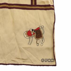 グッチ GUCCI スカーフ 絹 シルク ライン ロゴ 茶色 ブラウン /XZ ■OH ■GY11 レディース