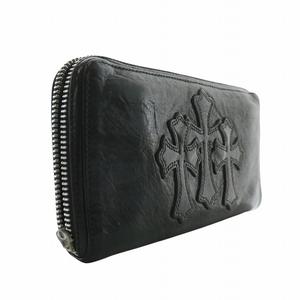CHROME HEARTS クロスパッチ ラウンドジップ ウォレット 長財布 クロム