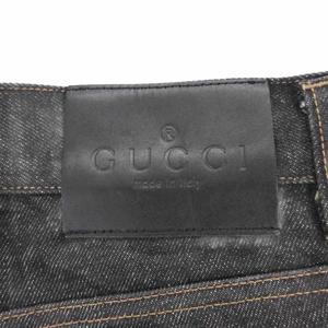 グッチ GUCCI デニムパンツ ジーンズ スリムテーパード 48 M 黒 ブラック ダークグレー /AE ■GY18 メンズ