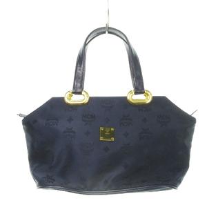 エムシーエム MCM ハンドバッグ ナイロン ジャガード 総柄 ロゴ プレート 青 ブルー /MN7 ■GY18 レディース