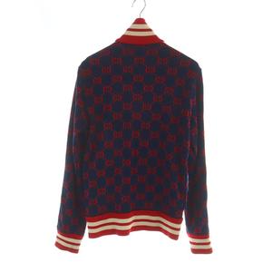 グッチ GUCCI トラックジャケット GGジャガード ジャージ 長袖 ジップアップ ロゴ 総柄 S 紺 ネイビー 赤 レッド 496919 ■GY18 /MQ メンズ