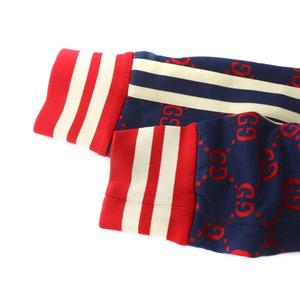グッチ GUCCI トラックジャケット GGジャガード ジャージ 長袖 ジップアップ ロゴ 総柄 S 紺 ネイビー 赤 レッド 496919 ■GY18 /MQ メンズ