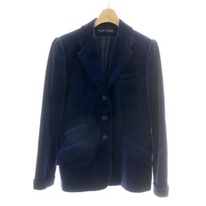 ラルフローレン RALPH LAUREN テーラードジャケット ブレザー 長袖 アウター ベロア 総裏地 サイドベンツ 日本製 青 ブルー /MP ■GY18 レディース
