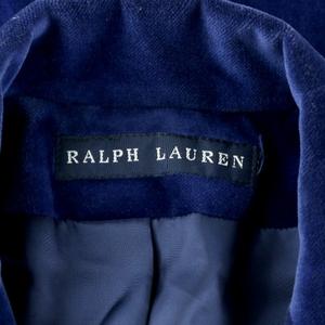 ラルフローレン RALPH LAUREN テーラードジャケット ブレザー 長袖 アウター ベロア 総裏地 サイドベンツ 日本製 青 ブルー /MP ■GY18 レディース