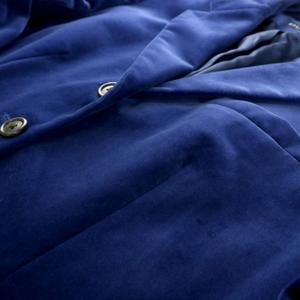 ラルフローレン RALPH LAUREN テーラードジャケット ブレザー 長袖 アウター ベロア 総裏地 サイドベンツ 日本製 青 ブルー /MP ■GY18 レディース